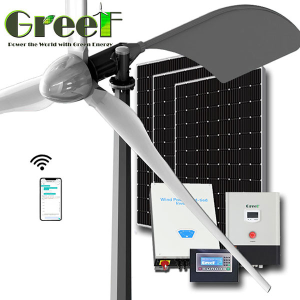 La turbine de vent horizontale complète de l'axe 5KW accomplissent par intervalles le réseau hybride