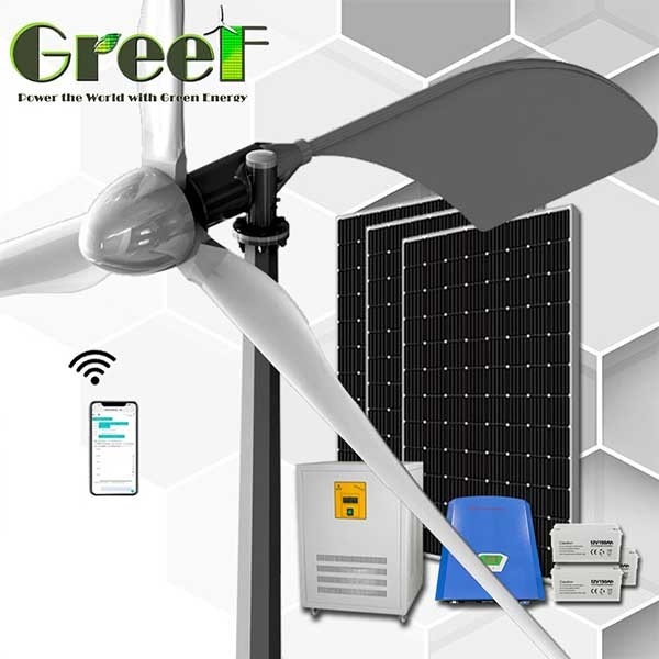 Éolienne marche/arrêt d'axe horizontal d'énergie de grille 1KW 5KW pour la ferme à la maison