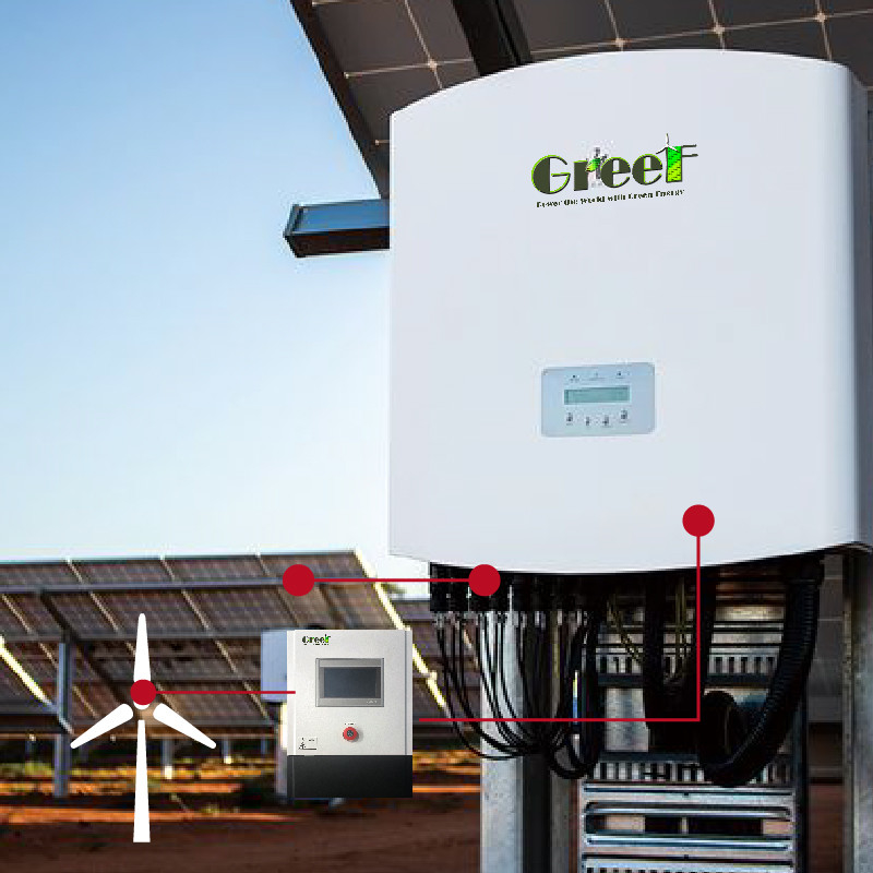 Système solaire de 1 kW à 100 kW Grid Tie avec détection du réseau d'affichage LCD à port RS485