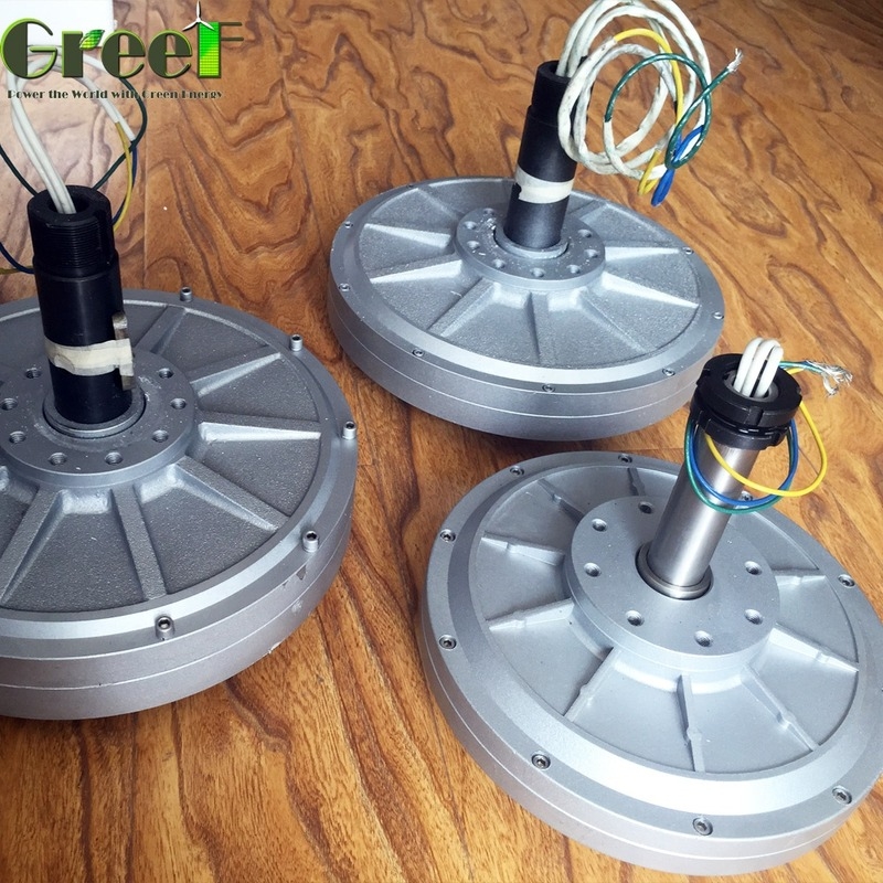 générateur à un aimant permanent de disque de 2kw Coreless production d'électricité de 3 phases