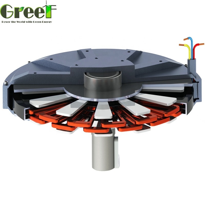 générateur à un aimant permanent de disque de 2kw Coreless production d'électricité de 3 phases