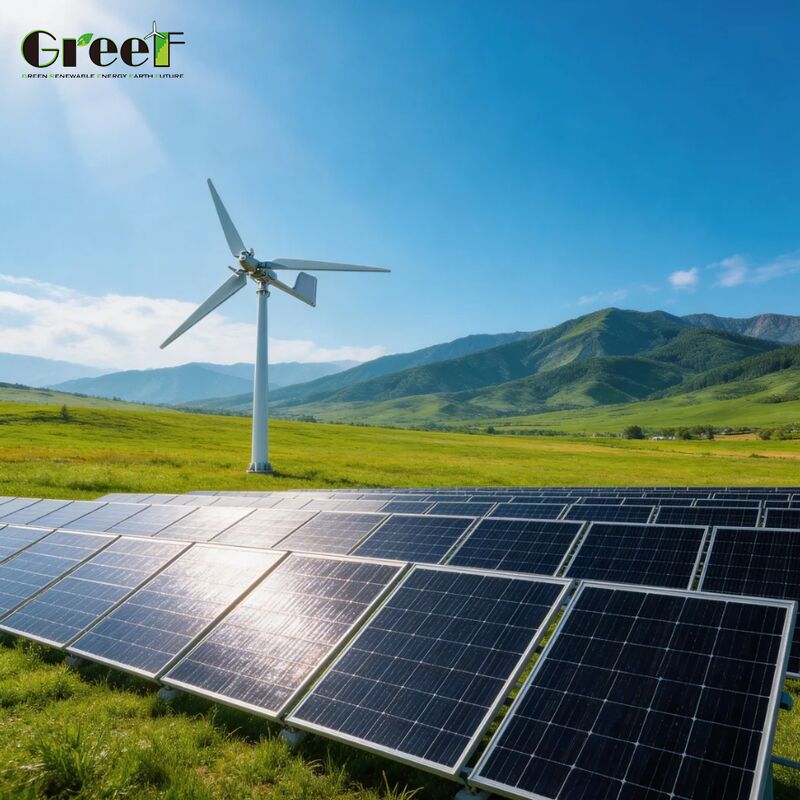 Système solaire hybride éolien monté au sol avec protection IP66 et batterie Lifepo4 pour des solutions énergétiques à grande échelle